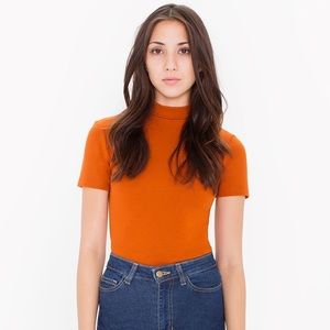American Apparel Ponte Mock Neck Short Sleeve Top